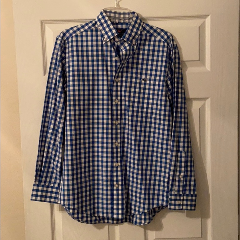 Vineyard Vines Blue and White Check Tucker Shirt